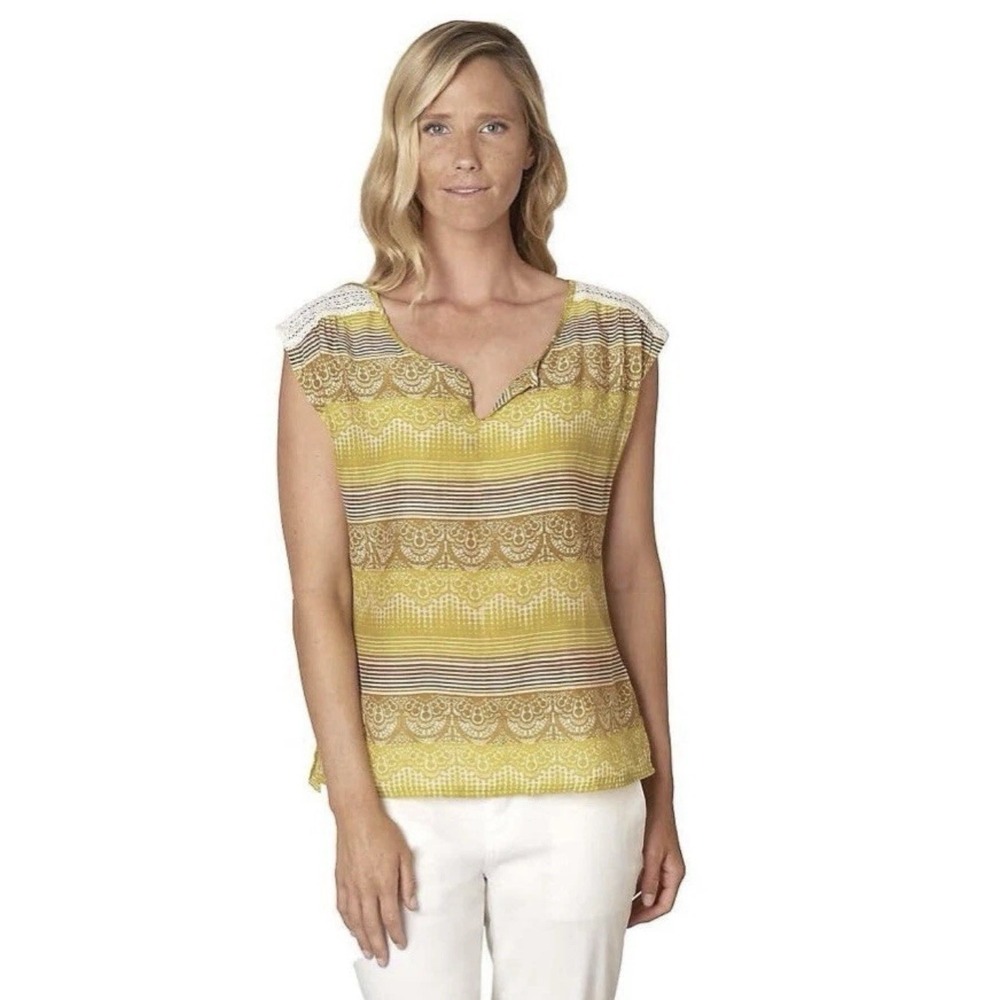 Prana NWT Silk Blend Illiana Sleeveless Top Size SMALL Crochet Detail Boho